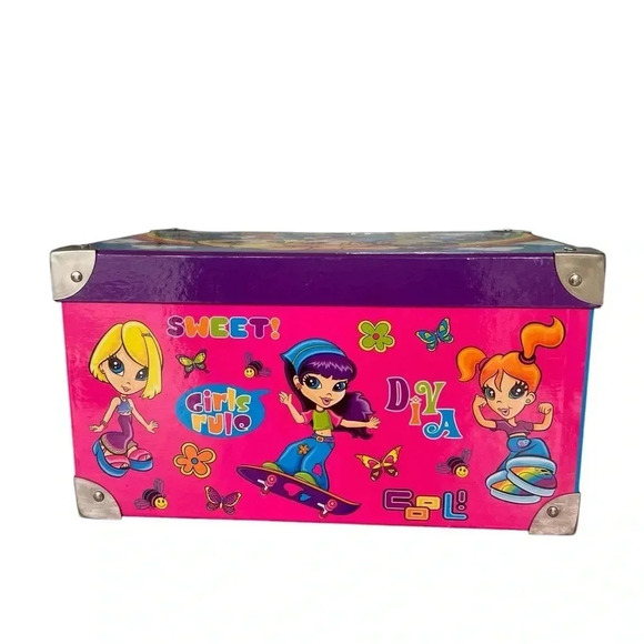 Vintage Lisa Frank Girls Rule Diva Storage Box Metal Handles & Corners 1990’s - Picture 11 of 11